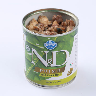 Farmina N&D Prime, Mistreț și Măr, Adult, Hrană Umedă pentru Câini – 285 g