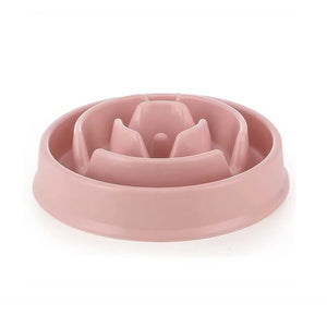 Bol interactiv cu hrănire lentă pentru câini – diametru 21 cm, design anti-înghițire rapidă, culoare roz