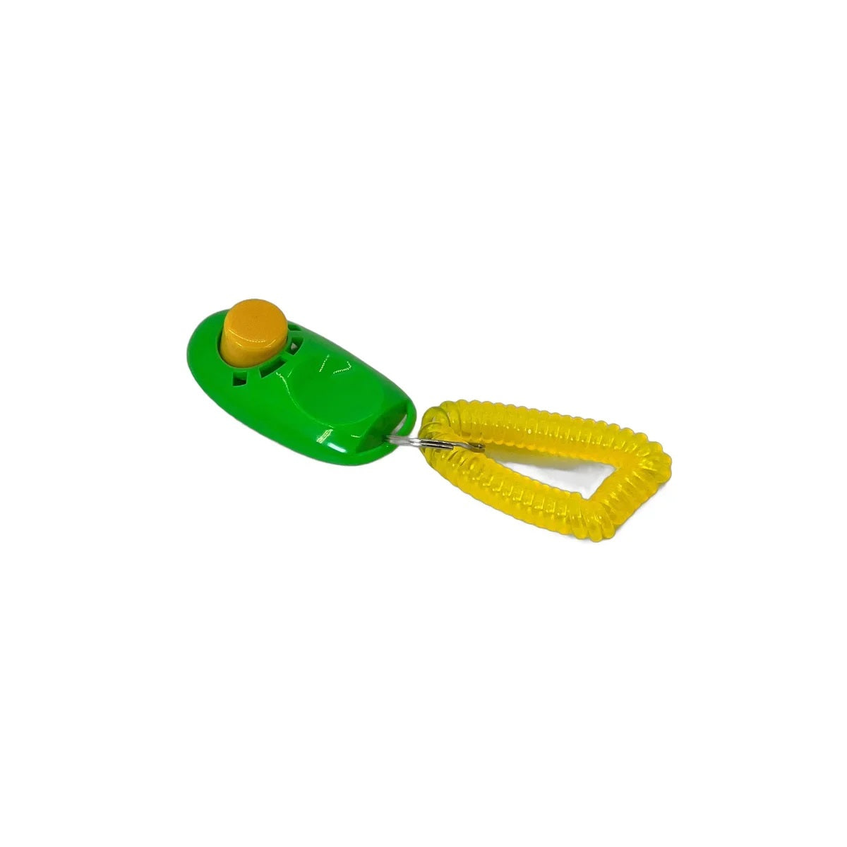Clicker dresaj cu bandă spiralată pentru câini – culoare verde, design ergonomic compact