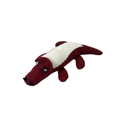 Jucărie interactivă pentru câini – Crocodil din pluș cu sunet squeaky, culoare roșu