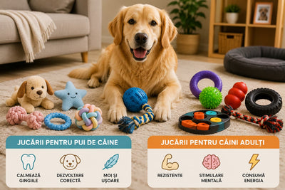 Jucării pentru pui de câine vs câini adulți: ce alegi corect