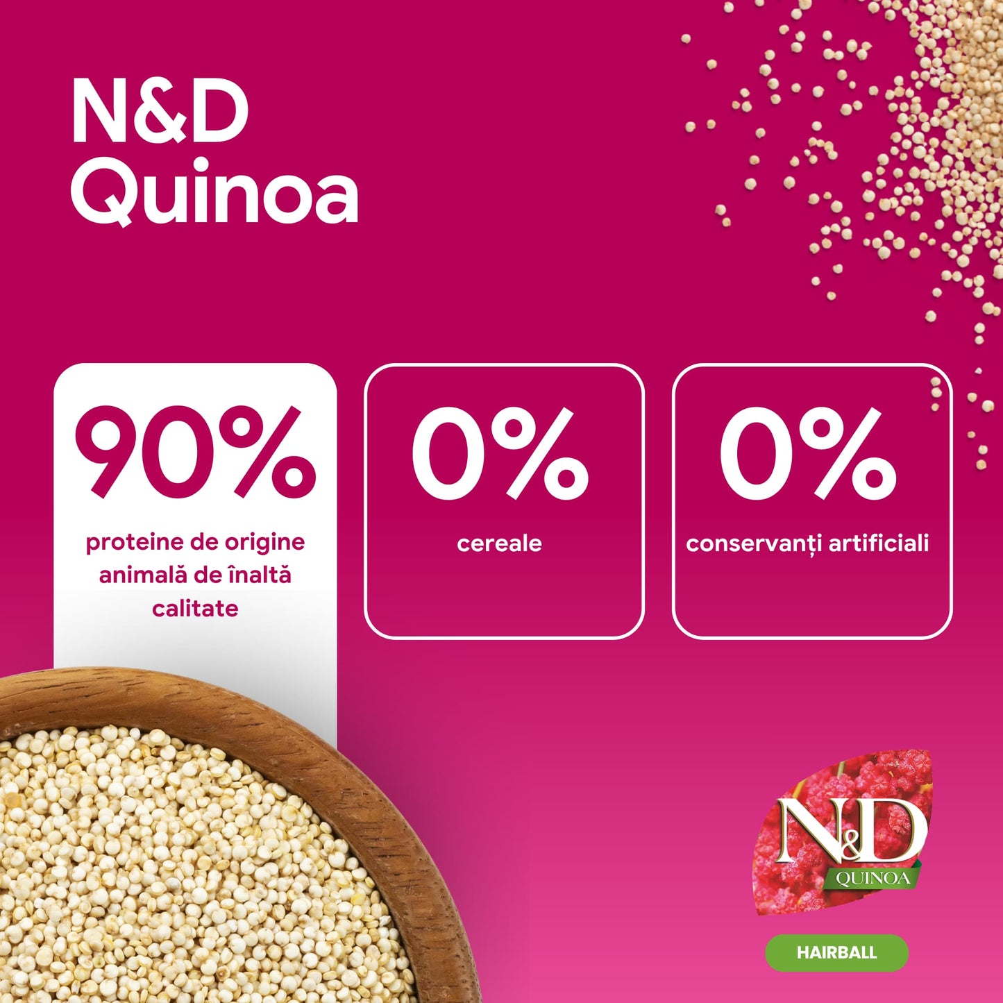 Farmina N&D Quinoa, Rață și Măr, Adult Cat Hairball 1.5 KG