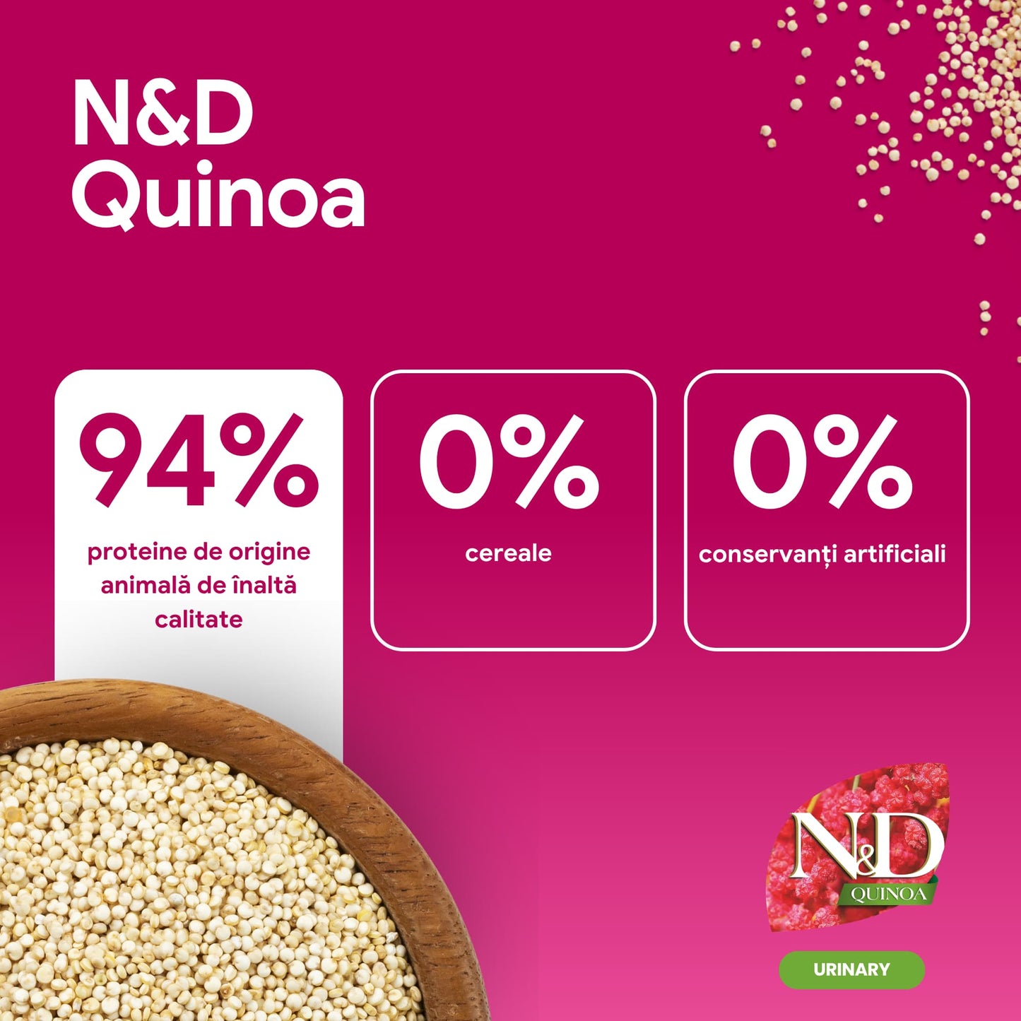 Farmina N&D Quinoa, Rață și Merișoare, Adult Cat Urinary