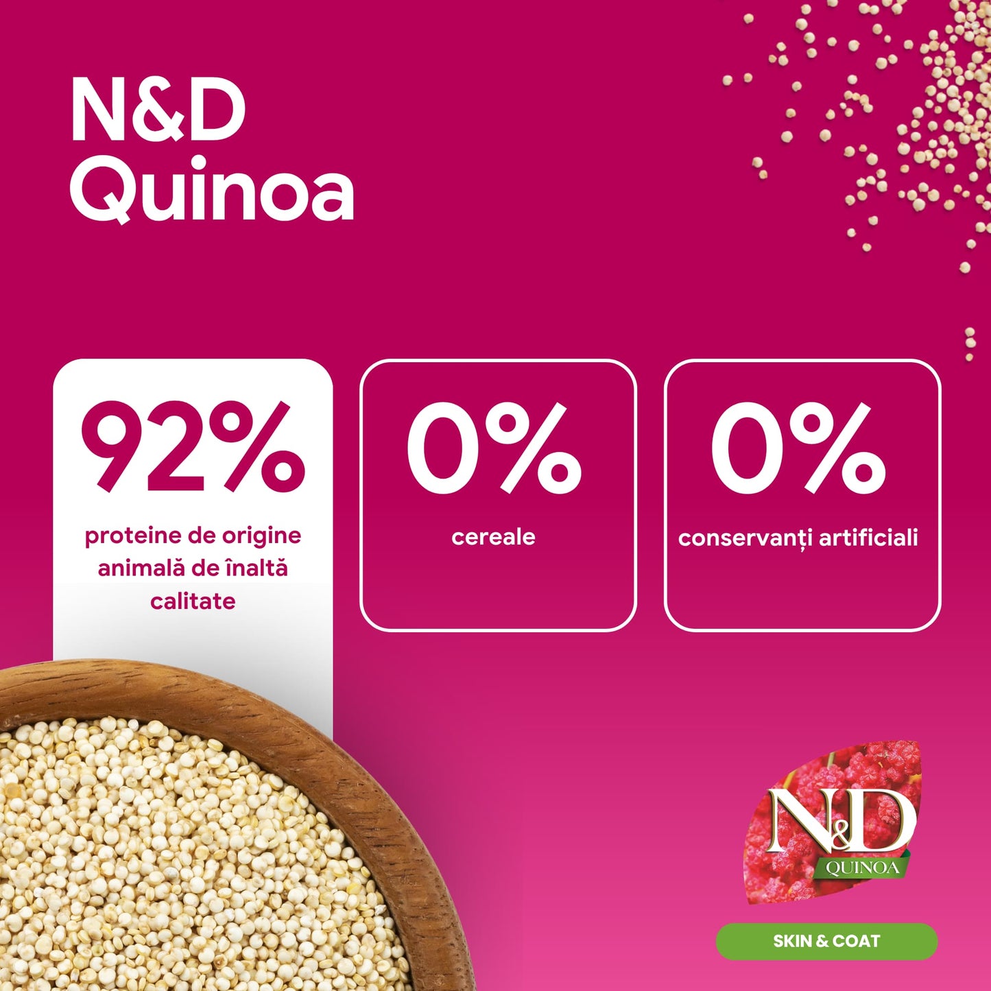 Farmina N&D Quinoa Skin & Coat Hering si Cocos, Adult Cat, 5 KG