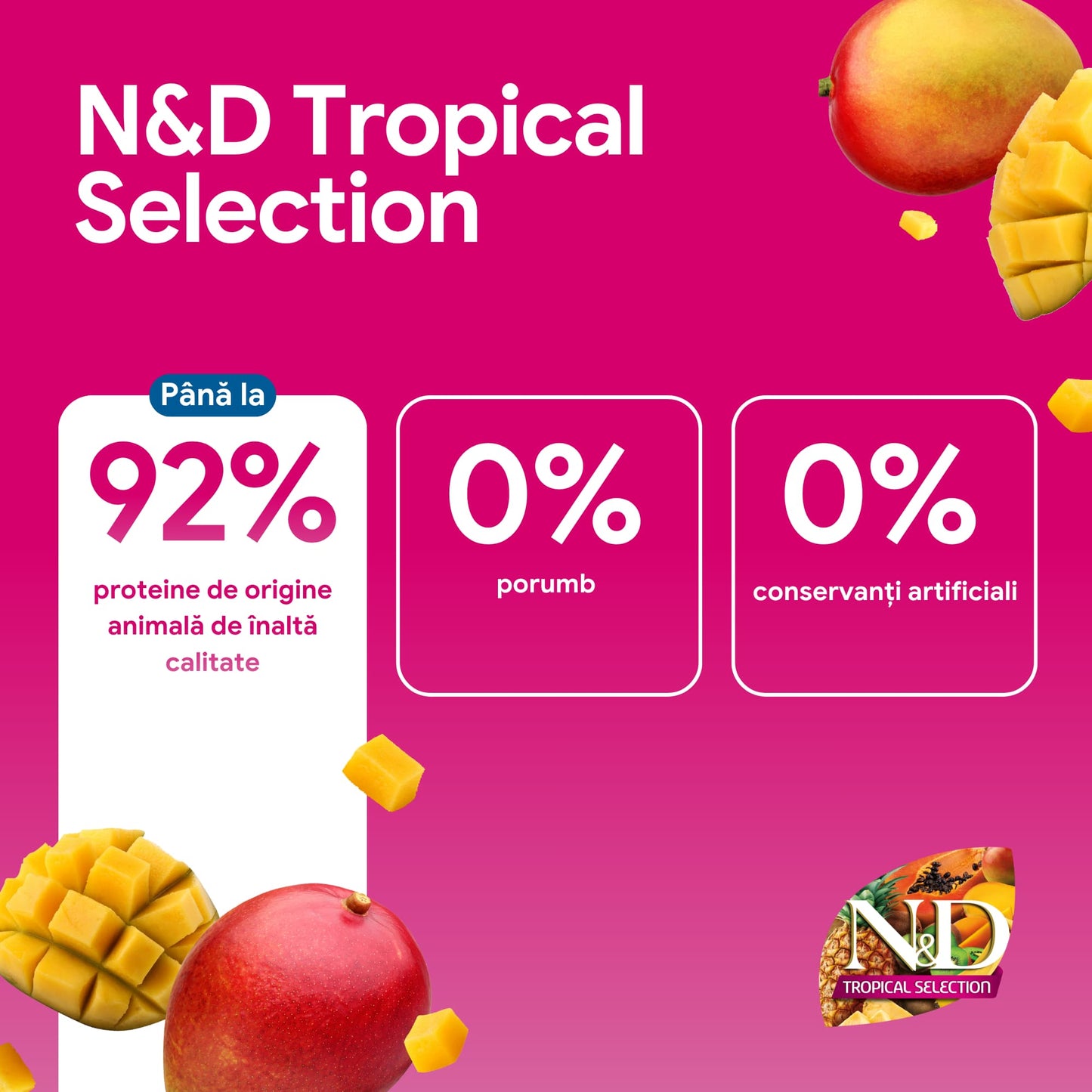 Farmina N&D Tropical Selection, Pui și Fructe Tropicale, Pisici Sterilizate