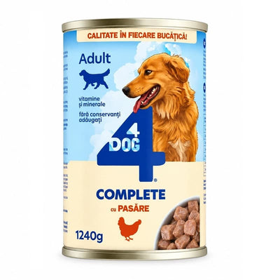 4DOG Hrană Umedă pentru Câini Adulți cu Pui 1240g