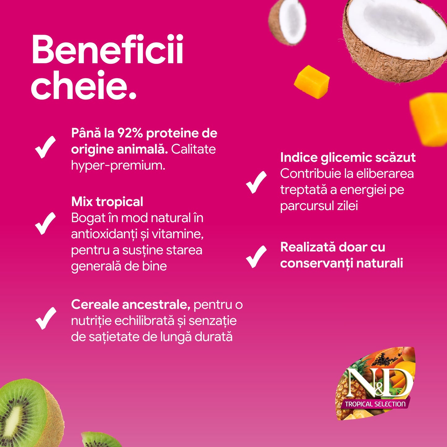Farmina N&D Tropical Selection, Pui și Fructe Tropicale, Pisici Sterilizate