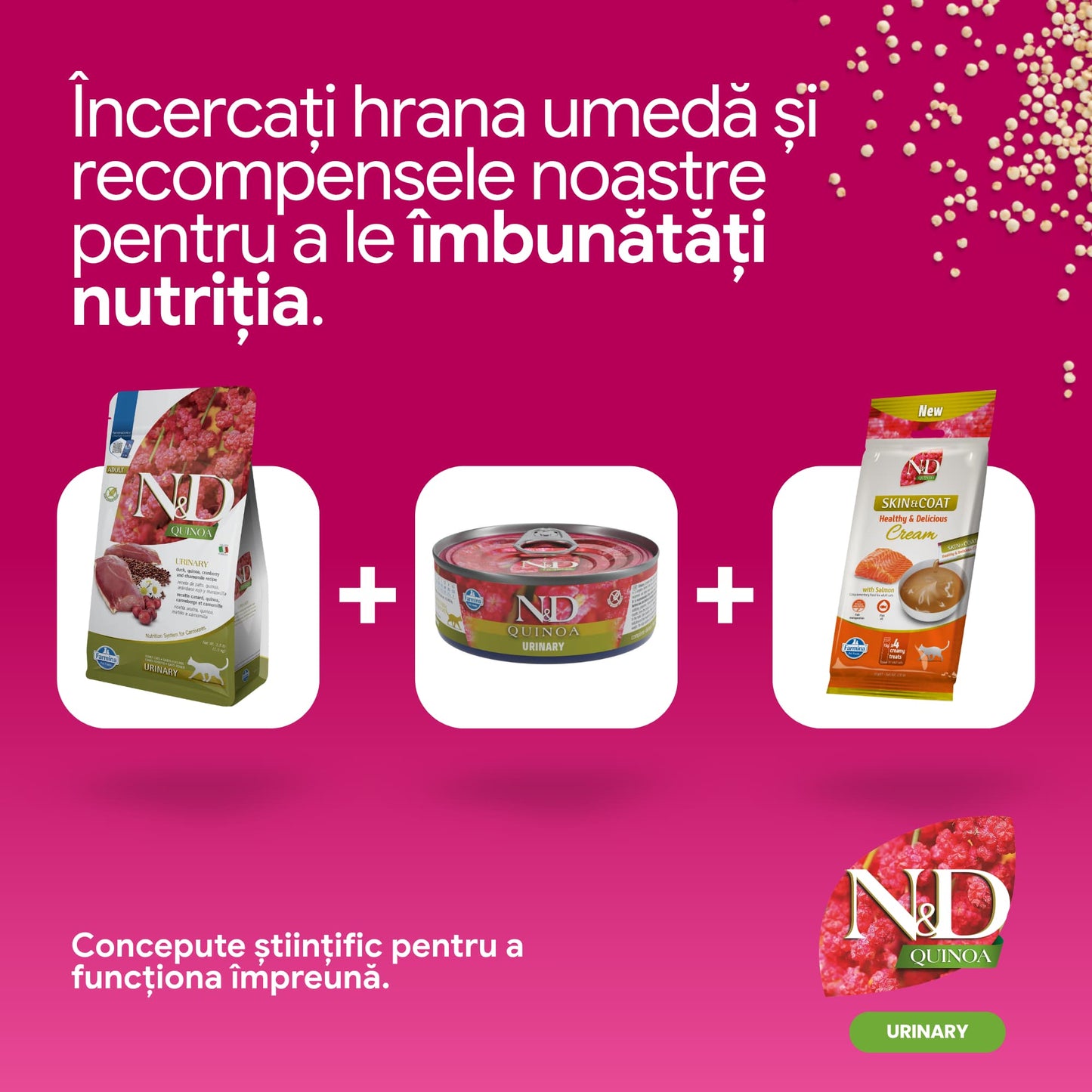 Farmina N&D Quinoa, Rață și Merișoare, Adult Cat Urinary
