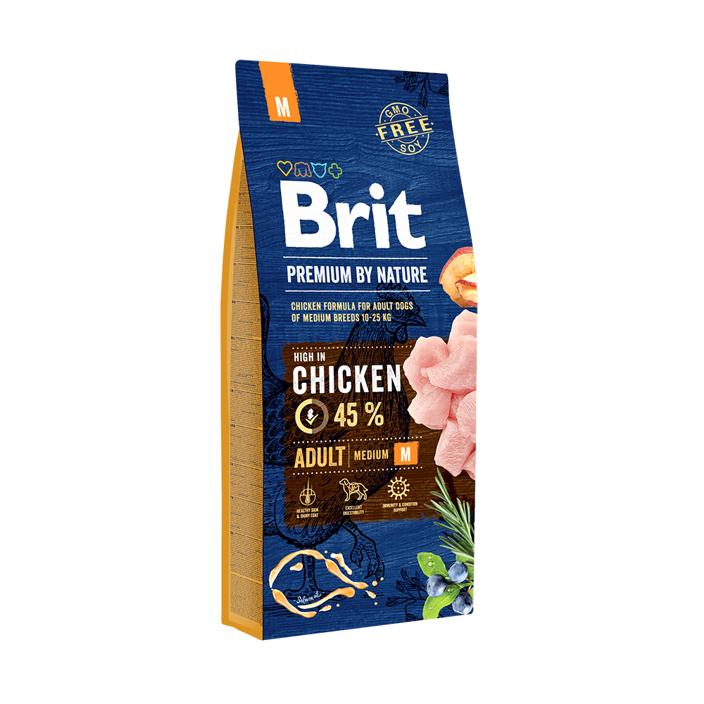 Brit Premium by Nature Adult hrană uscată câini talie medie – pui
