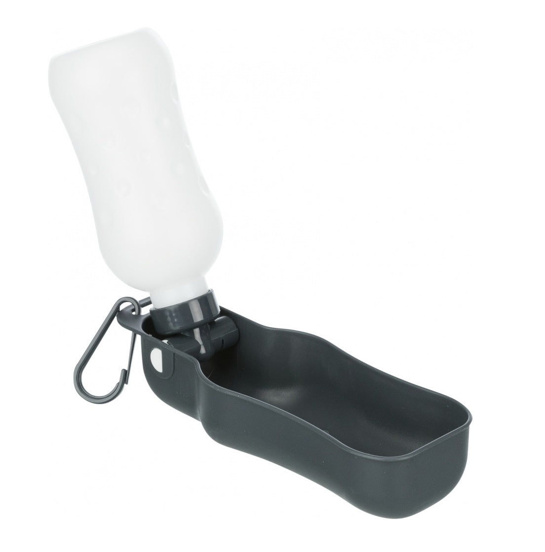 Adăpătoare portabilă câini 0,5L – design 2în1 sticlă și bol, culoare neagră

