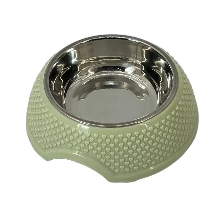 Bol pentru hrană câini și pisici cu interior inox detașabil, culoare verde, diametru 14cm