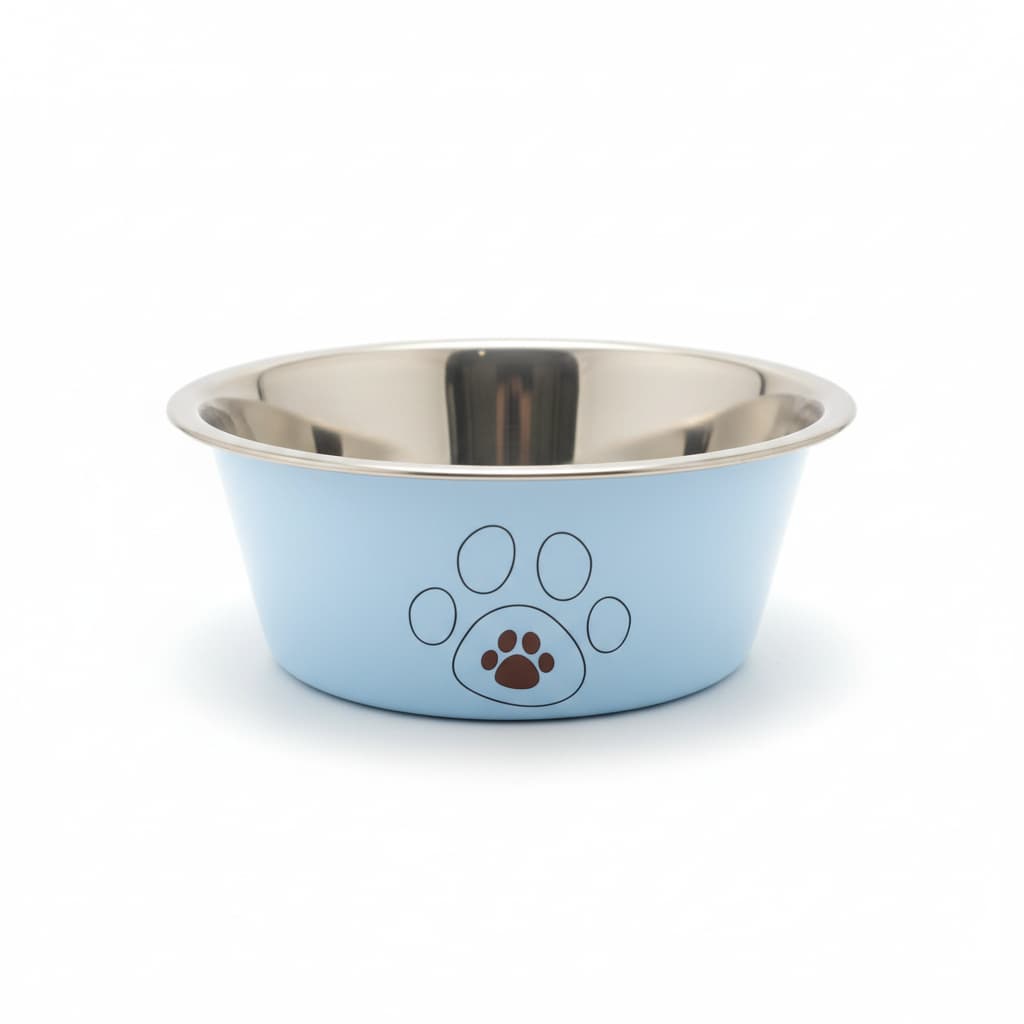 Bol inox caini pisici anti-alunecare  bleu 17cm vedere laterala – PETIVO

