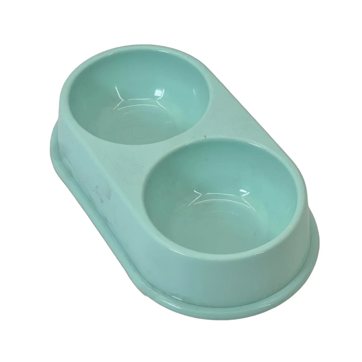 Bol dublu 2 în 1 pentru hrană și apă câini și pisici – plastic rezistent antiderapant, culoare turcoaz
