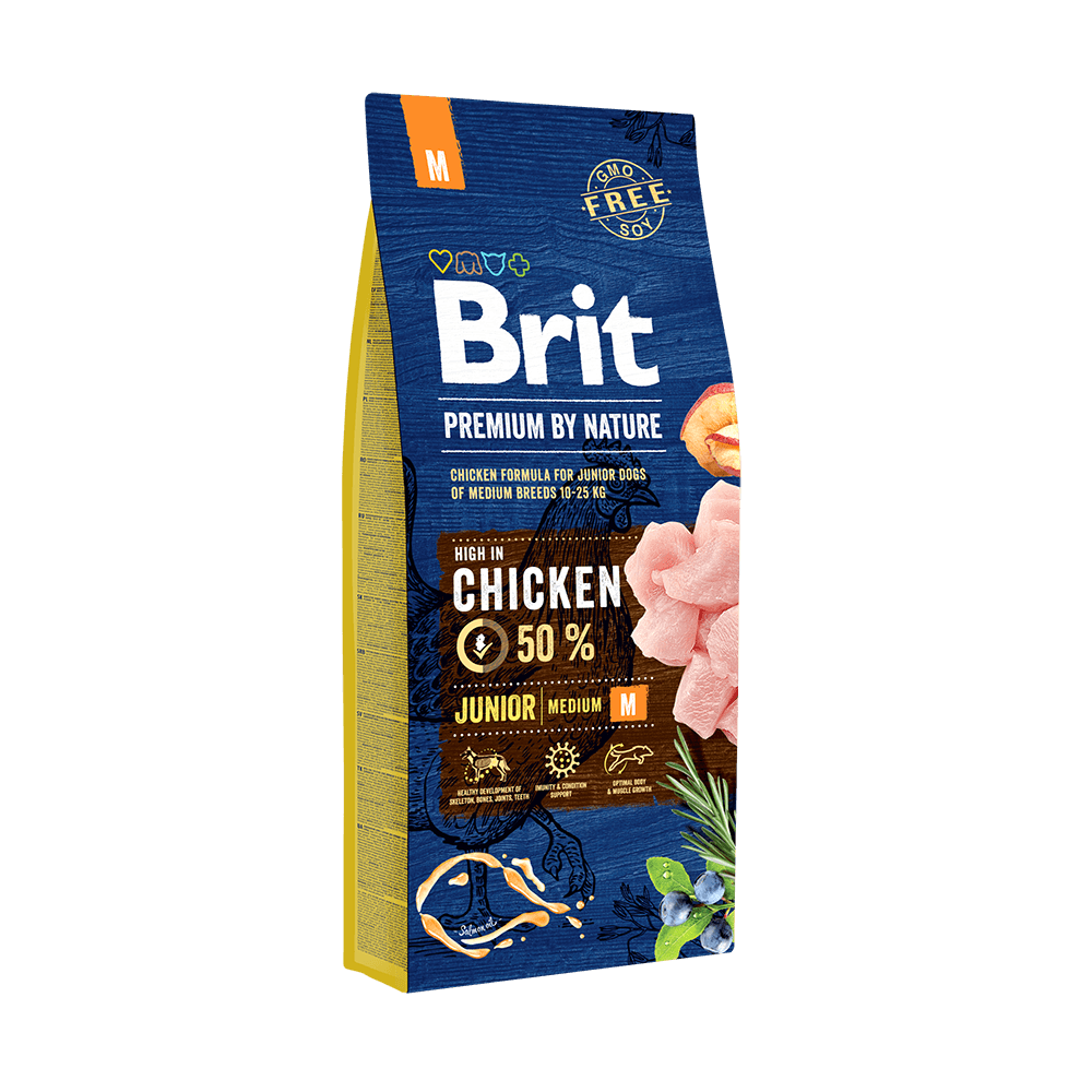 Brit Premium by Nature Junior hrană uscată câini talie medie – pui
