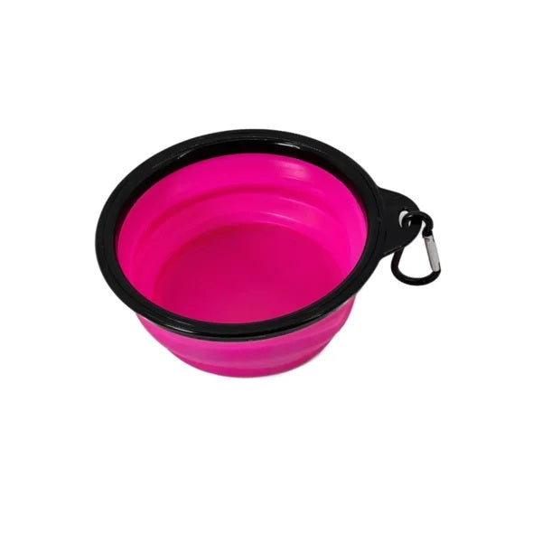 Castron pliabil din silicon pentru câini și pisici 250ml – ideal pentru călătorii și drumeții, culoare roz
