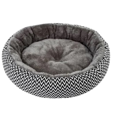 Culcuș rotund pufos pentru câini și pisici, mărime M, diametru 45 cm, culoare gri
