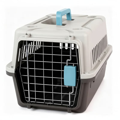 Cusca transport caini si pisici - Talie mica 48x32x30cm | Gri/Bleu