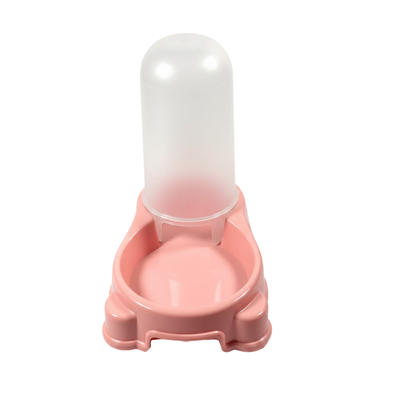 Dozator automat de hrană pentru animale, culoare roz, 1400 ml, bază anti-alunecare