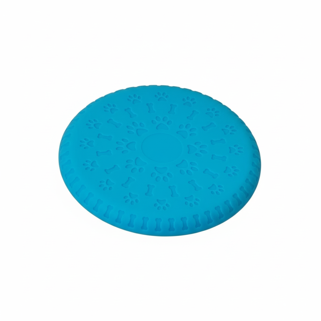 Frisbee pentru câini din cauciuc flexibil – culoare bleu, vedere de sus 23cm
