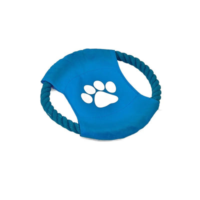 Frisbee interactiv pentru câini – material textil rezistent cu mânere din sfoară
