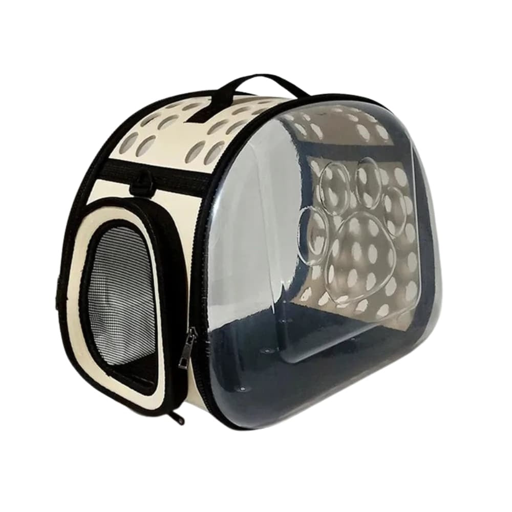 Soft-side carrier transparent pentru animale mici până la 13 kg, cu fermoar lateral și ventilație
