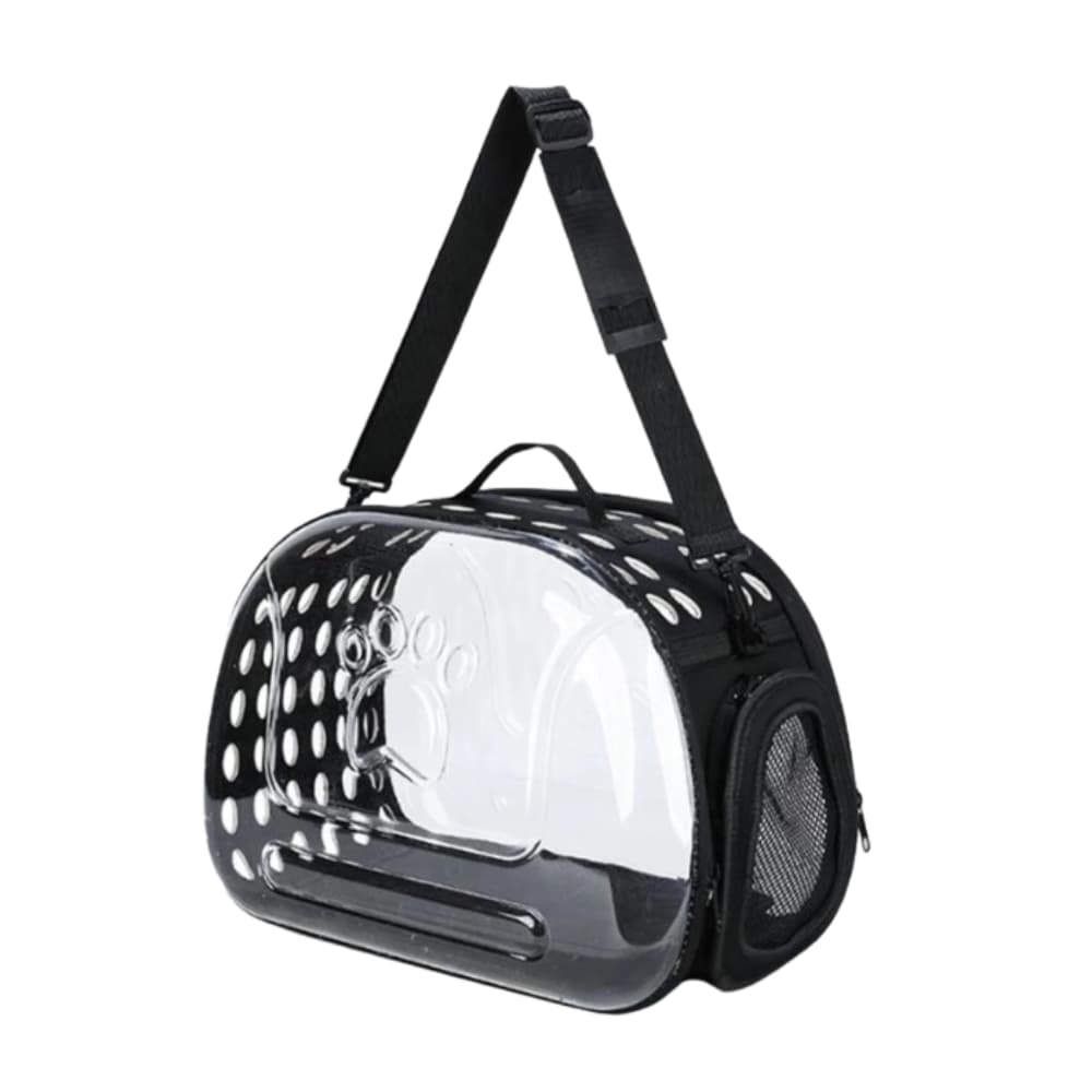 Geantă transport PVC transparent cu găuri ventilație, potrivită pentru pisici și câini mici