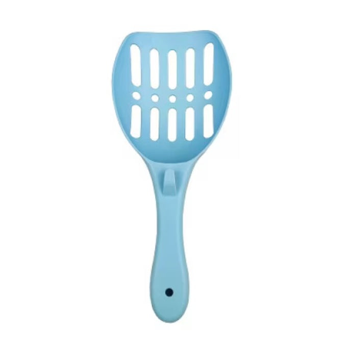 Lopățică din plastic pentru litieră pisici – culoare bleu, vedere față
