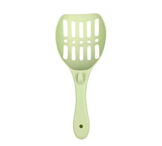 Lopățică din plastic pentru litieră pisici – detaliu grilă cernere și mâner ergonomic
