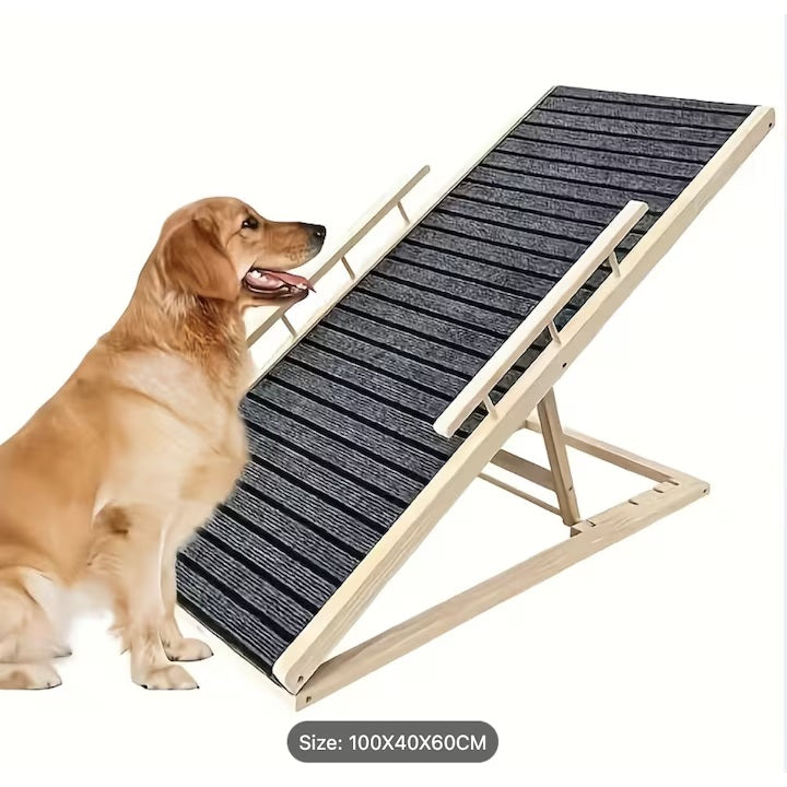Rampă pliabilă din lemn pentru câini și pisici, reglabilă, 100 cm