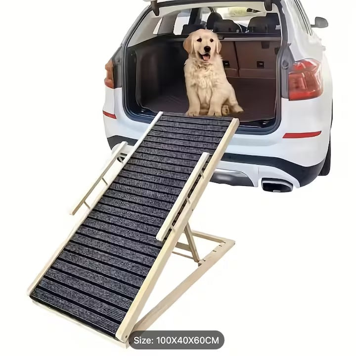 Rampă pliabilă din lemn pentru câini și pisici, reglabilă, 100 cm