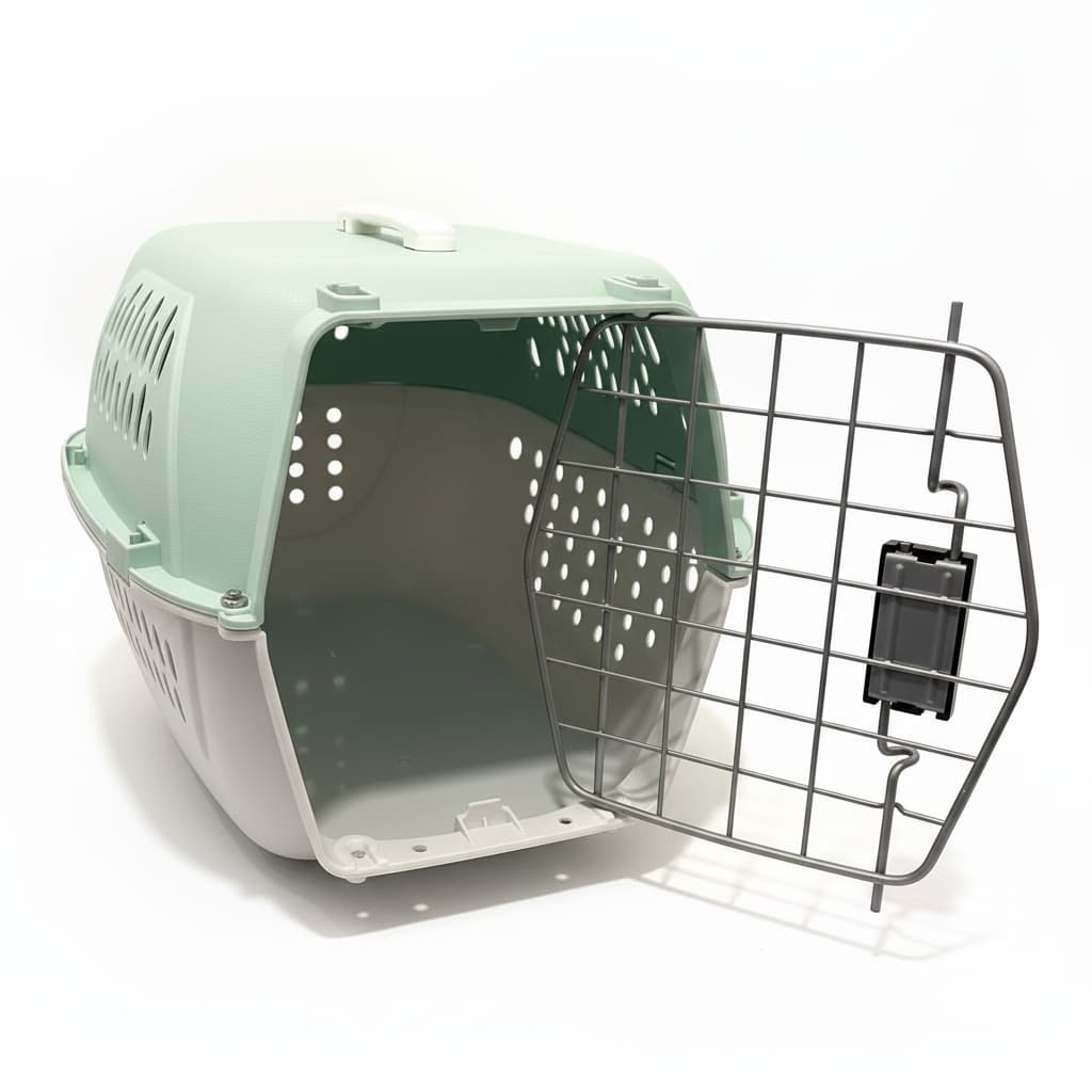 Cutie transport caini si pisici cu usa, interior spatios, ventilatie, marime M