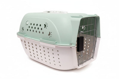 Cutie transport caini si pisici cu usa, interior spatios, ventilatie, 45x30x26