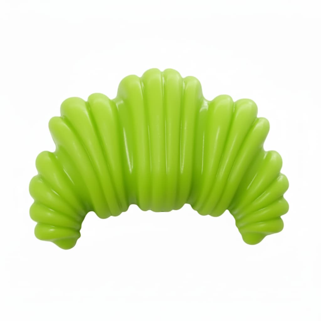 Jucarie caini cauciuc forma croissant cu sunet verde curatare dinti – PETIVO
