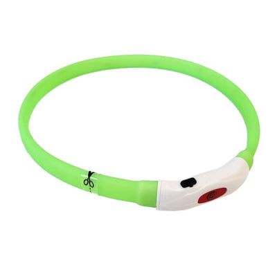 Zgarda luminoasa LED reincarcare silicon caini pisici verde 55cm – PETIVO
