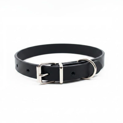 Zgardă reglabilă pentru câini culoare Negru, lățime 1.5 cm, cataramă metalică și inel pentru lesă
