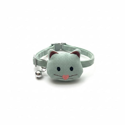 Zgarda caini pisici verde menta pisicuta 3D charm clopotel reglabila – PETIVO
